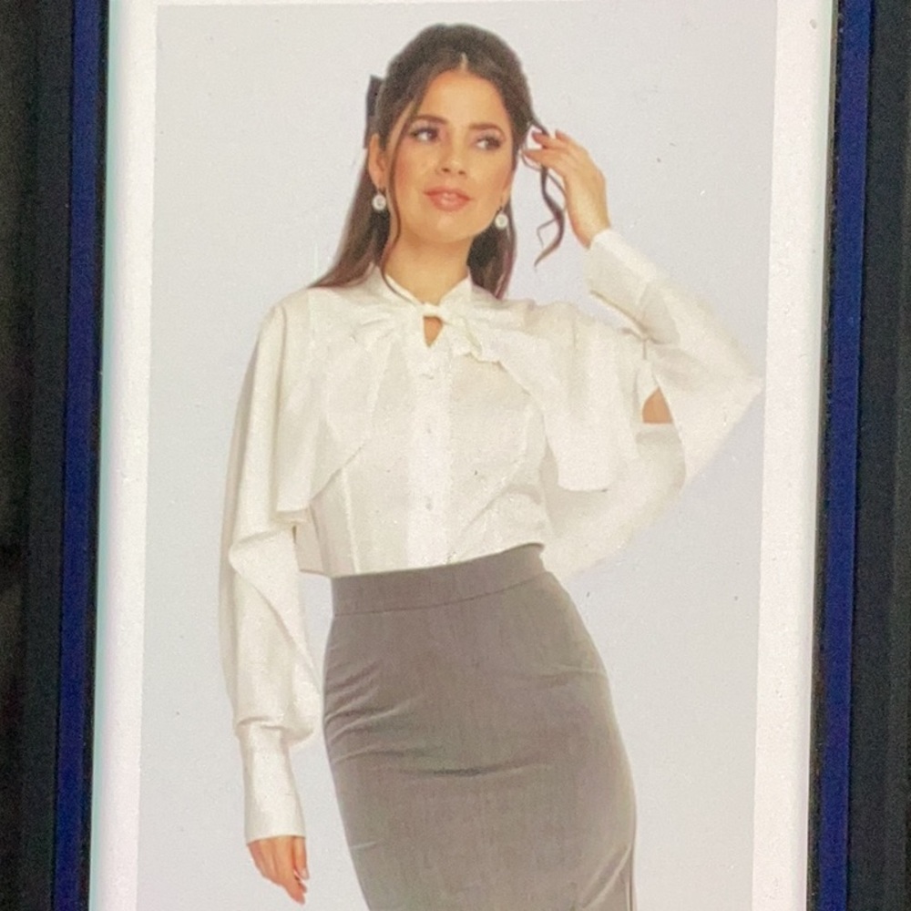 VOODOO VIXEN Inspired Vintage White Cape Open Sleeve Blouse With Tie XXL